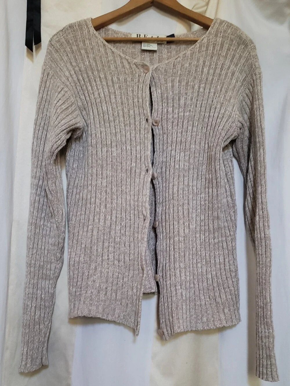 Neutral Cotton Ribbed Sweater - Picture 9 of 11
